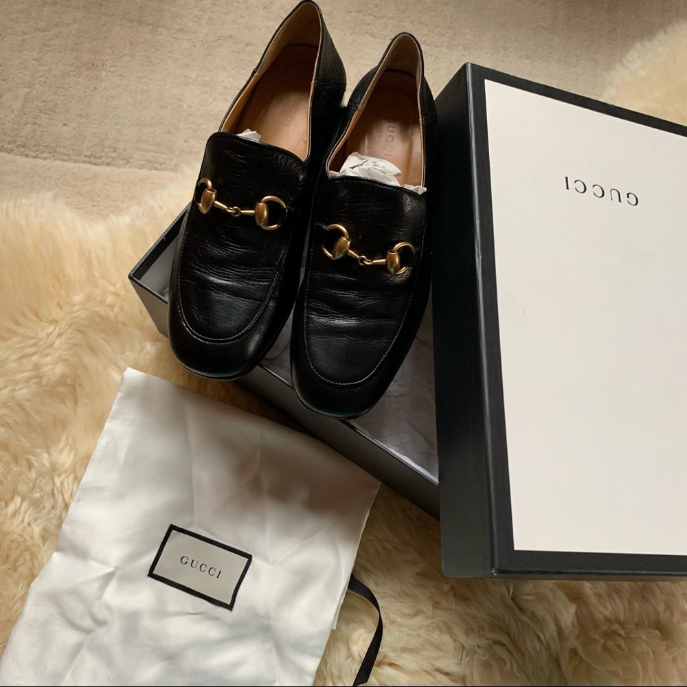 Gucci Black Leather Horsebit Quentin Slip On Loafers Size 35 - Picture 4 of 13